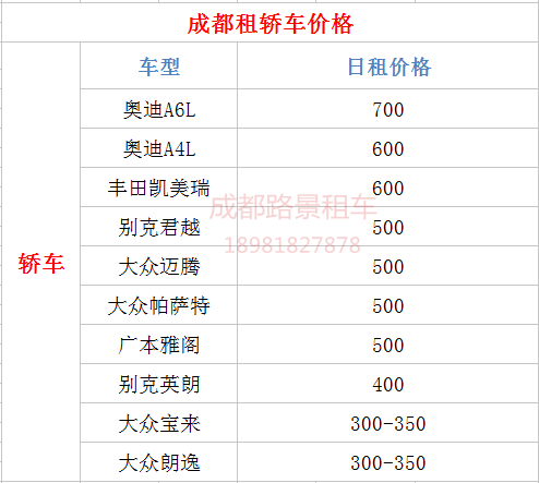 成都租轎車價(jià)格